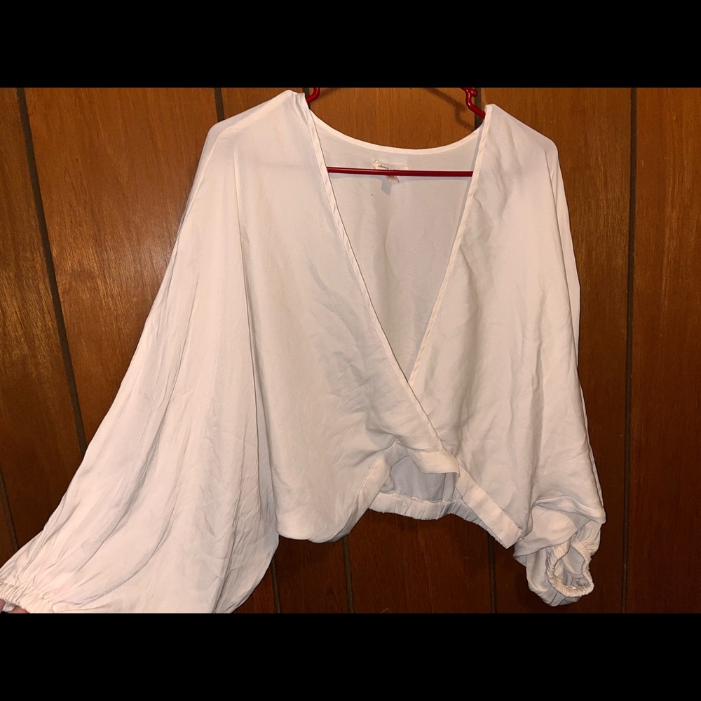 Urban Outfitters: White Long Sleeve With Plunging V-Neck